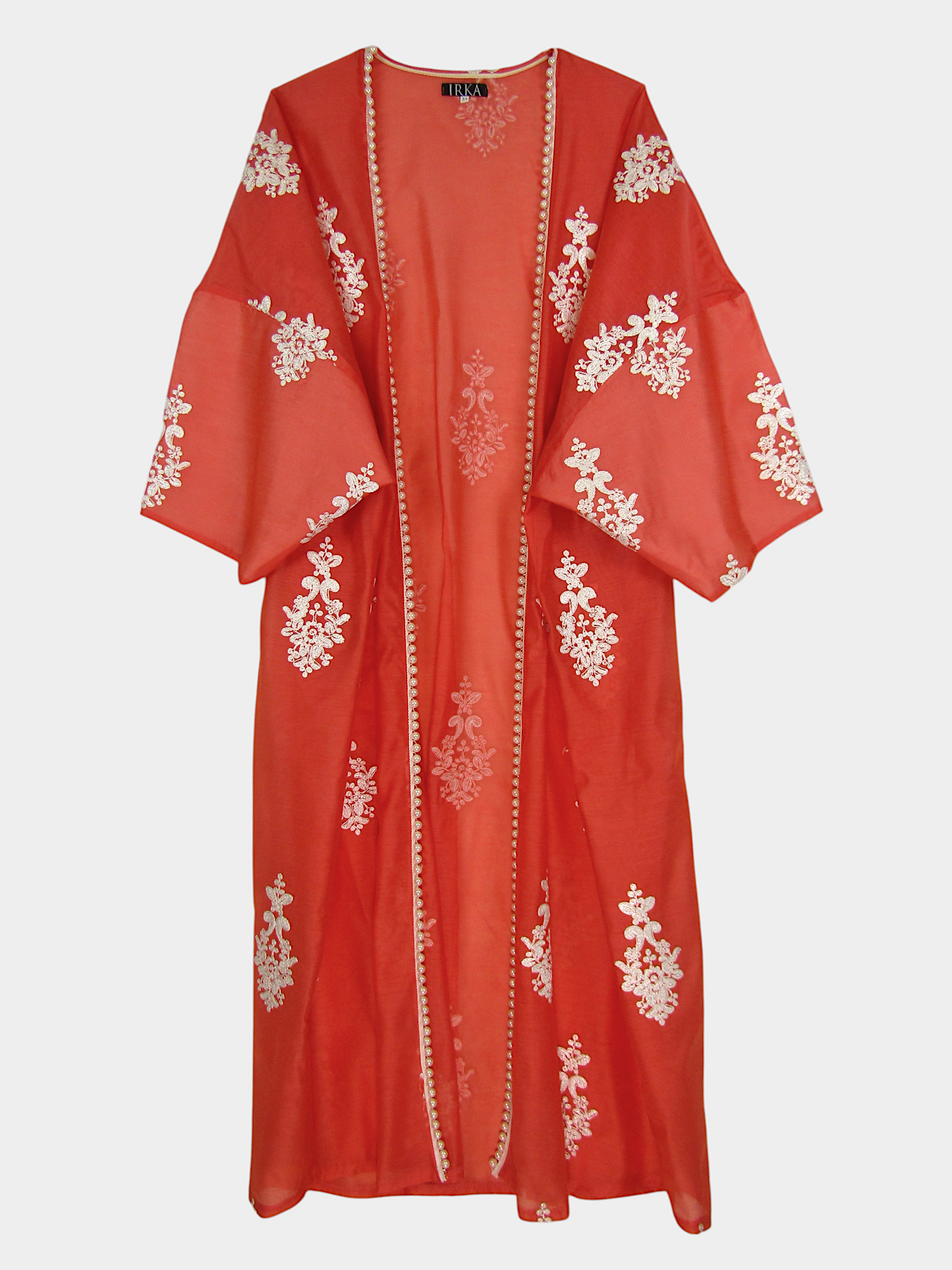 Coral Embroidered Kimono